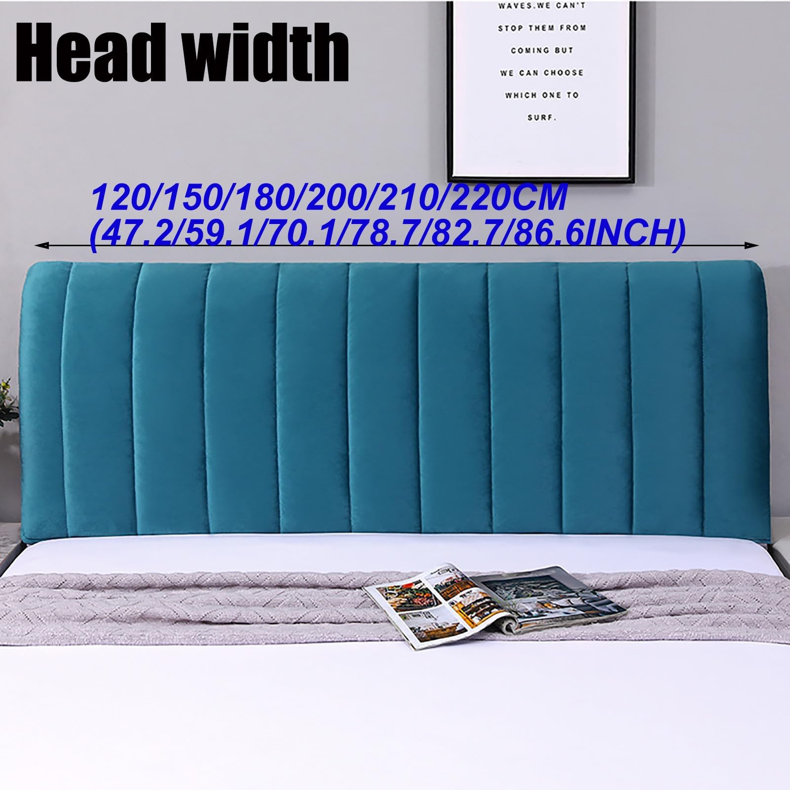 Fodera per Testiera Elastica per Letto Matrimoniale - Copertura Antipolvere Universale Full Size (180cm, Grigio Chiaro)