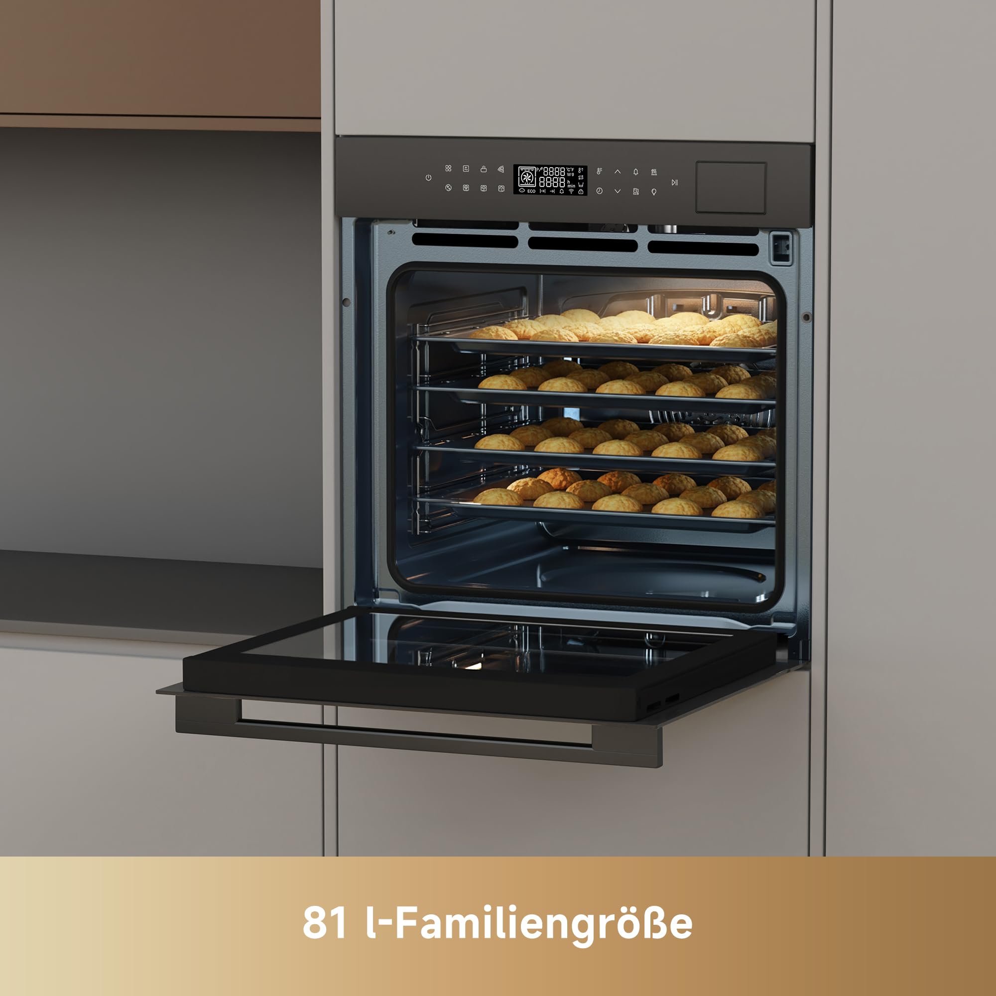 dreame OZ40 Einbau-Backofen 60cm,81L Volumen,10 intelligente Rezepte