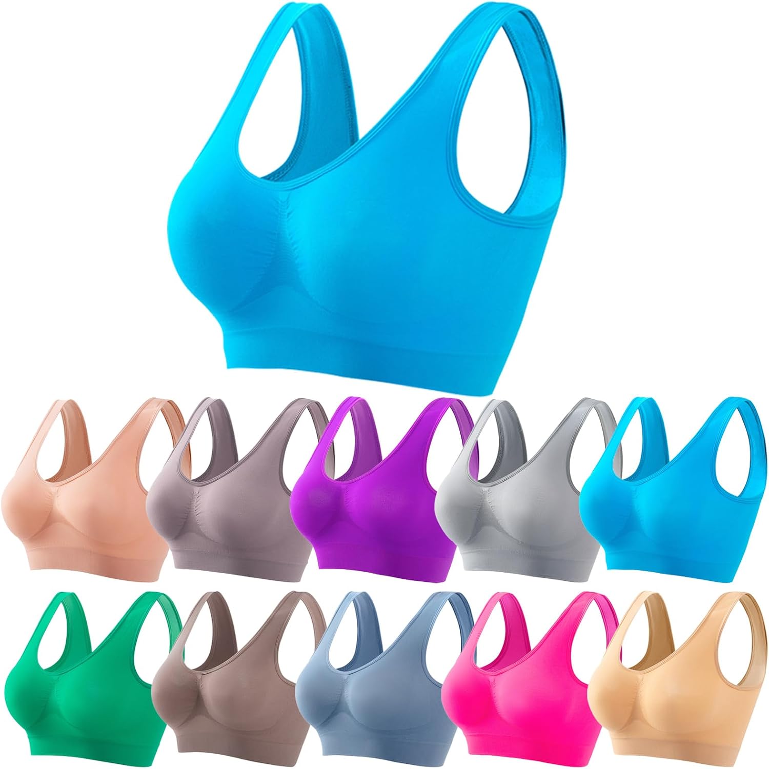 Full Coverage Bras for Women Padded Seamless Wirefree Yoga Bra Lightly