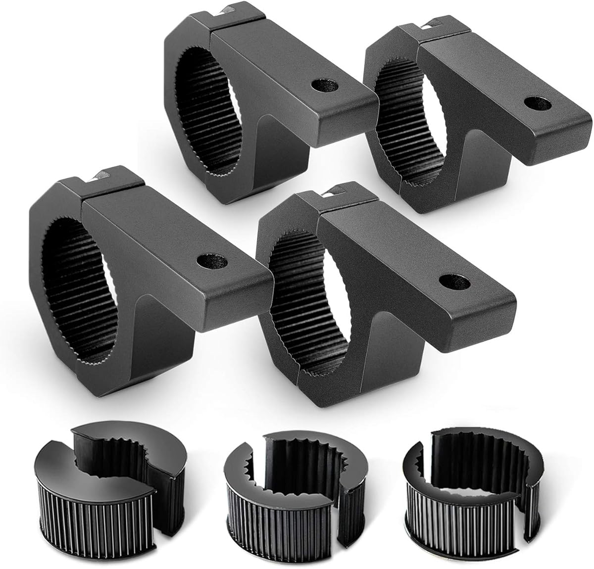 Nilight - 90020D 4PCS Mounting Bracket Kit LED Off-Road Light Horizontal Bar Tube Clamp Roof Roll Cage Holder,2 Years Warranty, Black