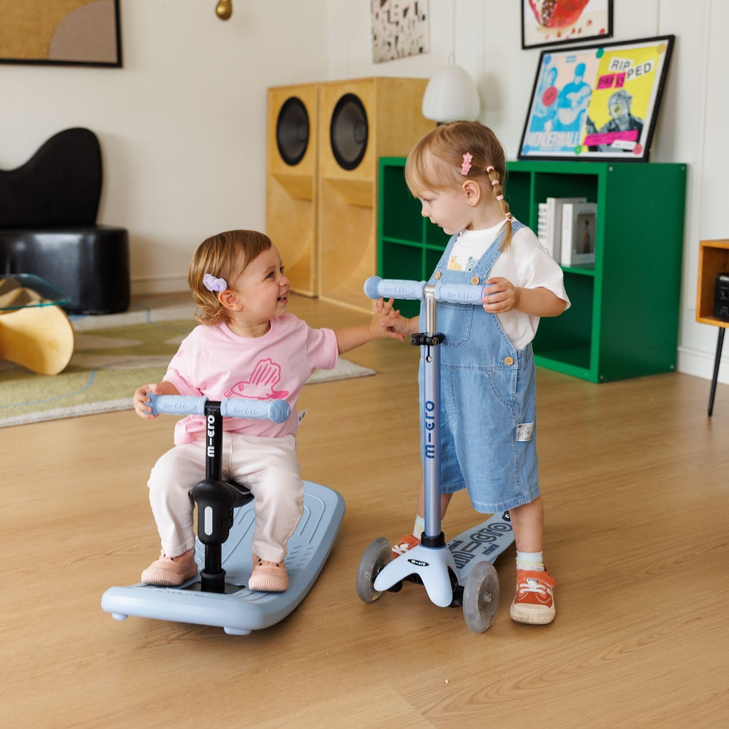 Micro Kickboard | Mini Rock & Go LED 6-in-1 Toddler Scooter & Rocker for Ages 1–6 | Convertible Ride-On, Rocker & Scooter | Motion-Activated PU LED Wheels | Adjustable T-Bar | Swiss Design
