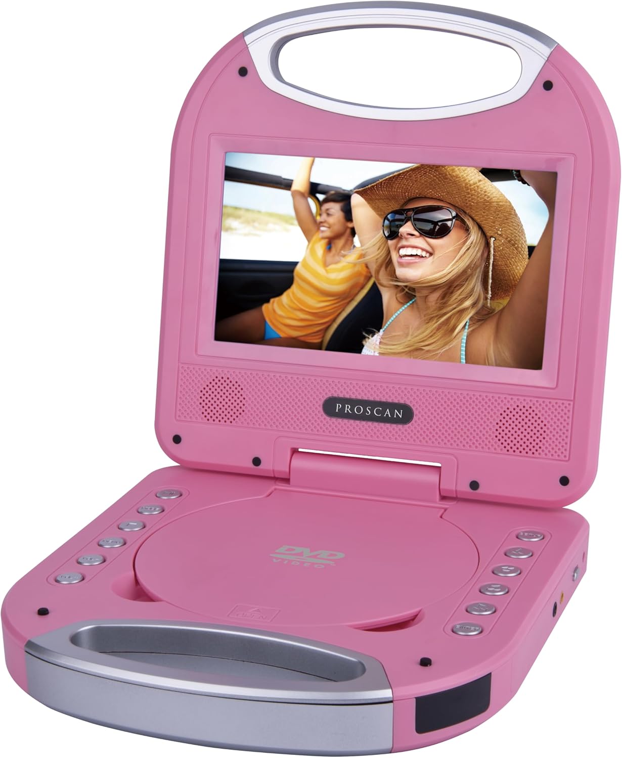 PROSCAN ELITE Portable DVD Player (7 Inch) - You Will Love This Pink Multimedia Player That Comes Complete With Earphones, Remote Control, and Convenient Carrying Handle | It Plays CD's, DVD's, MP3's.