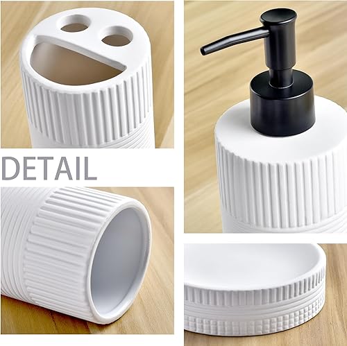 Miniatura 4 de Moderno juego de baño blanco de 3 piezas esencial bienestar relajación elegancia artículos para encimera accesorios mejor organizado