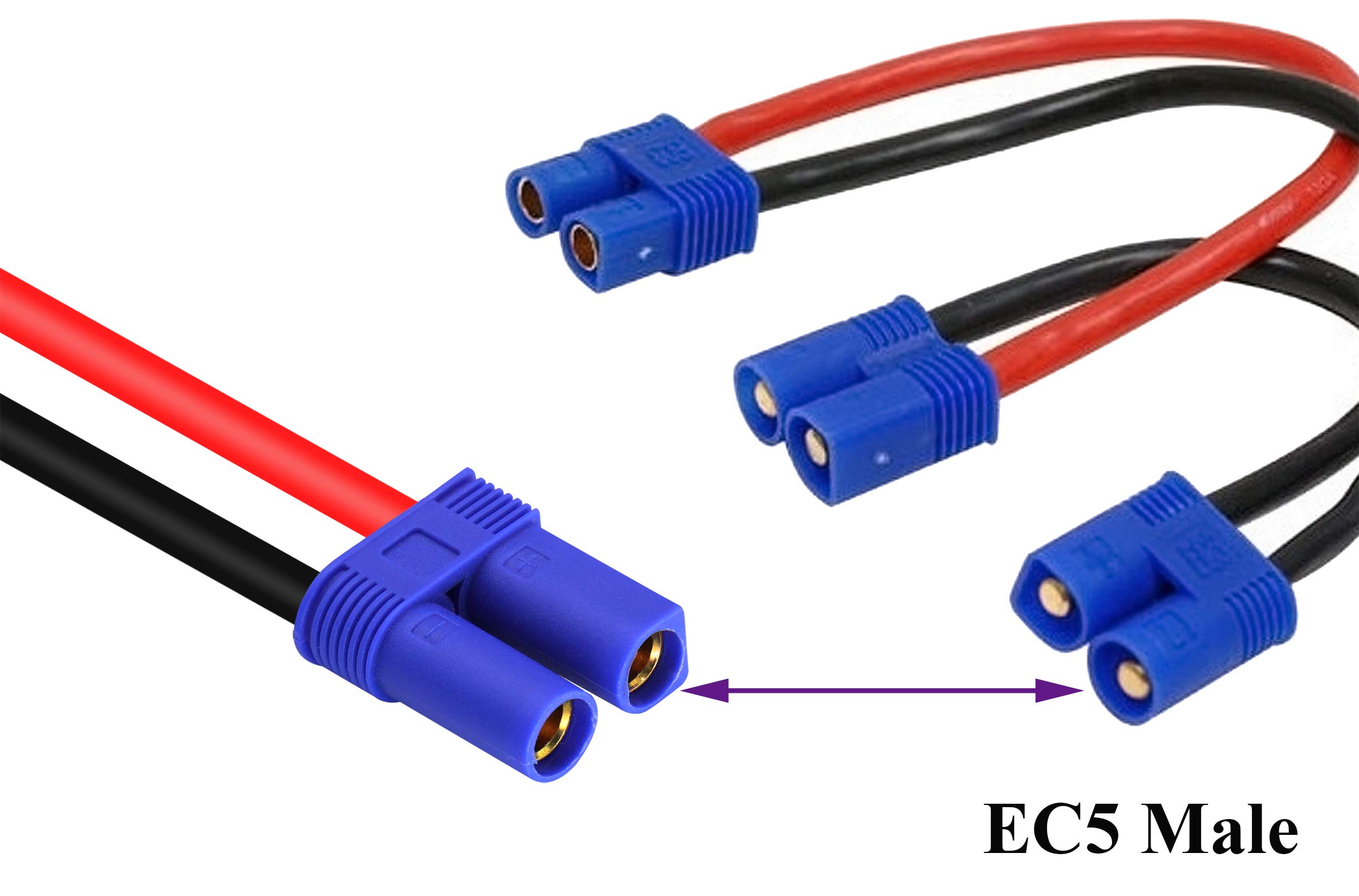 EC5 na kabel adaptera zacisku O-ring, EC5 żeński na oczko oczko, złącze przedłużające 10AWG, RC ESC, ładowarka boczna (40 cm)