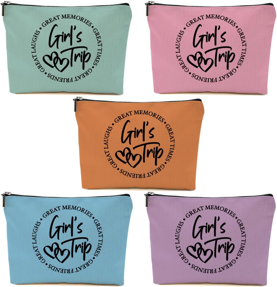 5 Pcs Girls Trip Gifts Favors, Girls Weekend Gifts Makeup Bag, Bestie Gifts Weekend Bag Travel Gifts Vacation Cosmetic Bag, Friendship Gifts for Women Sisters, Graduation Wedding Gifts Toiletry Bag