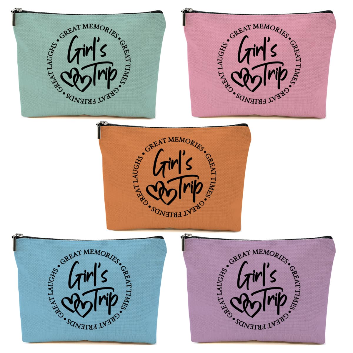 5 Pcs Girls Trip Gifts Favors, Girls Weekend Gifts Makeup Bag, Bestie Gifts Weekend Bag Travel Gifts Vacation Cosmetic Bag, Friendship Gifts for Women