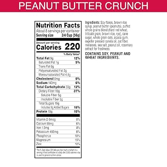 Kashi GO Protein Cereal, 10g Protein, 10g Fiber, Peanut Butter Crunch, 16.9oz Box (Pack of 6)