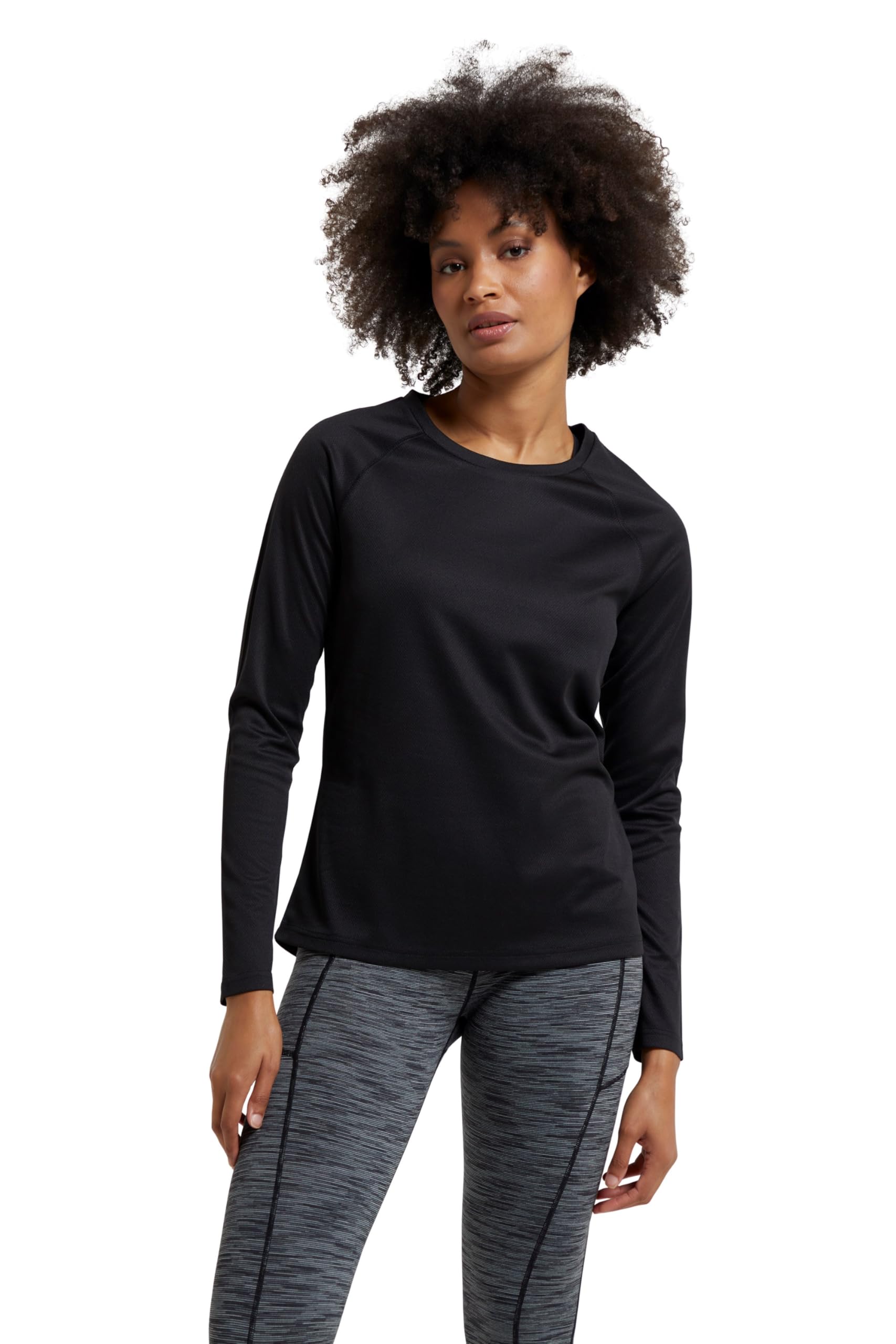 Mountain Warehouse Endurance Womens Top - Lightweight Ladies Top, Long Sleeve Tee, Quick Drying Tshirt, UV Protection Tee Shirt - for Spring Summer Travel Black Women's Size 8
