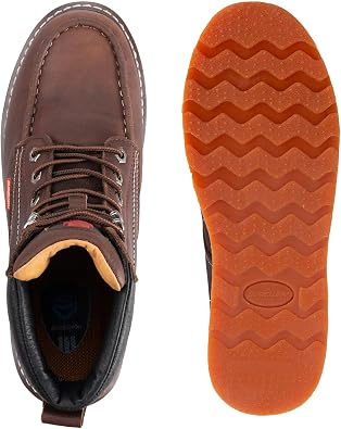 SUREWAY Mens Heavy Duty Soft/Composite/Steel Toe Work Boots for Men-Comfortable,GoodyearWelt,Full Grain Leather,6 in Wedge Moc Toe Construction Boots/Shoes