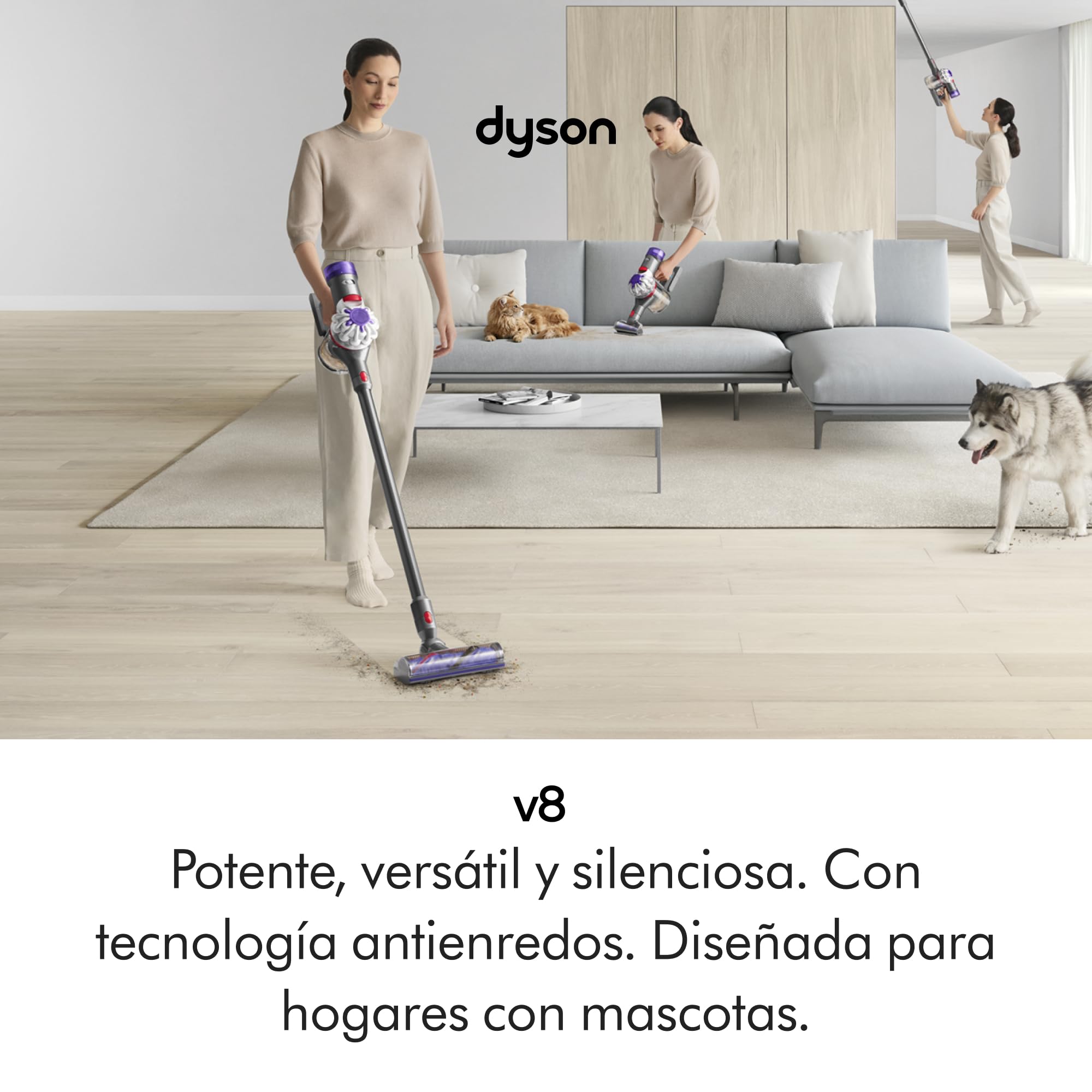 Dyson V8 Advanced Aspiradora Sin Cable, 130 AW, hasta 40 min de autonomía, Cepillo Motorbar Anti-enredos, Elimina Pelo de Mascotas, aspiradora de Mano y Suelo