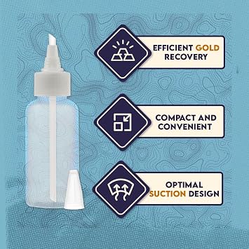 SE 3 oz Gold Panning Bottle with 5 Nozzle - Durable Plastic Suction Tube for Efficient Gold Flake Recovery, Perfect for Prospectors and Hobbyists
