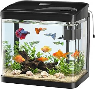 10L Aquarium Set Nano Fischtank Aquarium Mit LED-Leuchten & Filtersystem kleines Aquariums Komplettset Schwarz