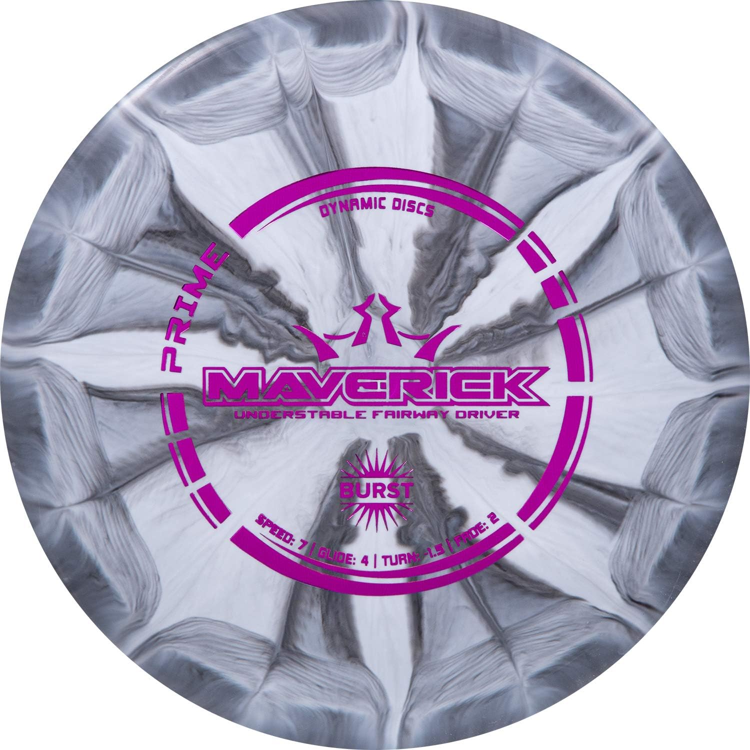 Dynamic Discs Prime Burst Maverick | Beginner Fairway Disc Golf Driver | Understable to Straight Flight | Controllable & Versatile Disc Golf Fairway | 170g + | Stamp & Pattern Will Vary