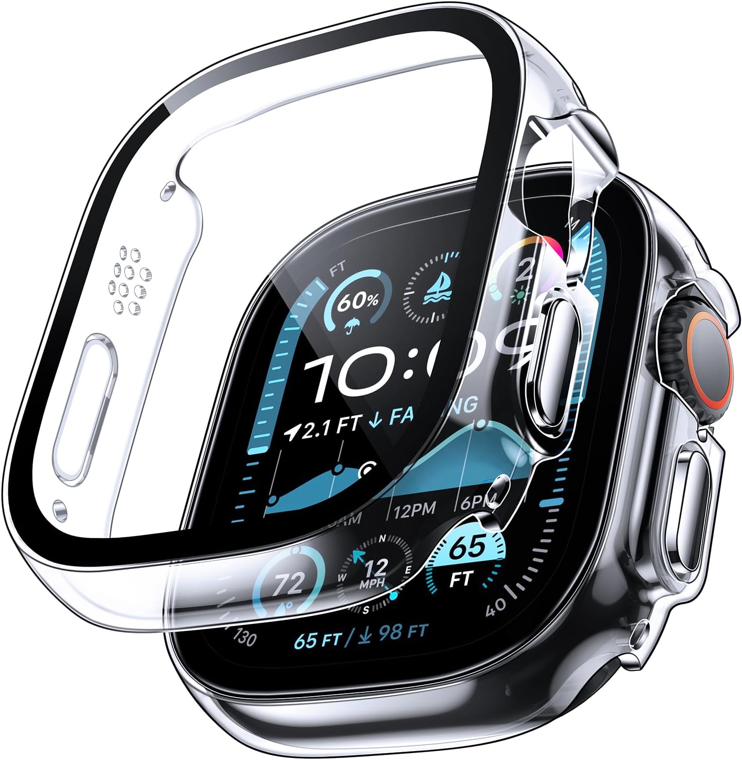 TAURI 2 Pack Hard Case for Apple Watch Ultra 3/Ultra 2/Ultra 49mm, with PC Tempered Glass Screen Protector, [Scristant Resistant], [Overall Protection] Slim Cover for iwatch Ultra 49mm, Clear