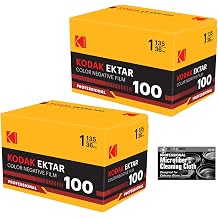 Kodak Eastman Professional Ektar 100 Color Negative Film 35mm Roll Film, 36 Exposures - 2-Pack with Microfiber Cleaning Cloth