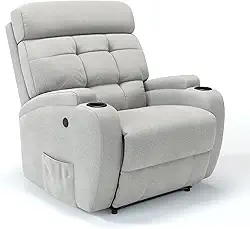 Poltrona do Papai Reclinável elétrica em Linho - Modelo Florença Damie (Cinza)