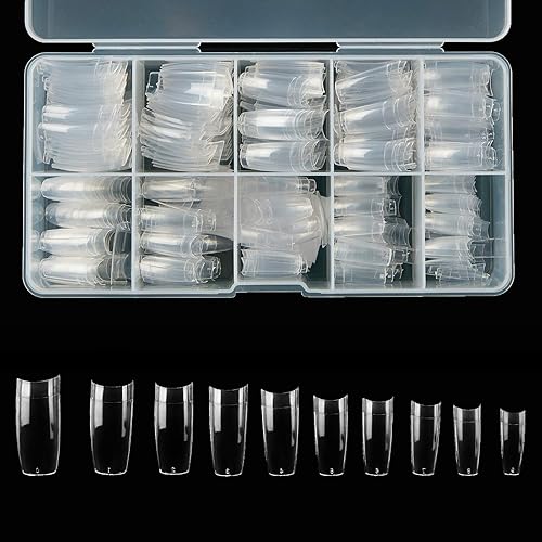 Miniatura 9 de Puntas de uñas postizas acrílicas francesas, 1000 uñas postizas con forma de uñas postizas, 10 tamaños con estuche para salones de arte de uñas