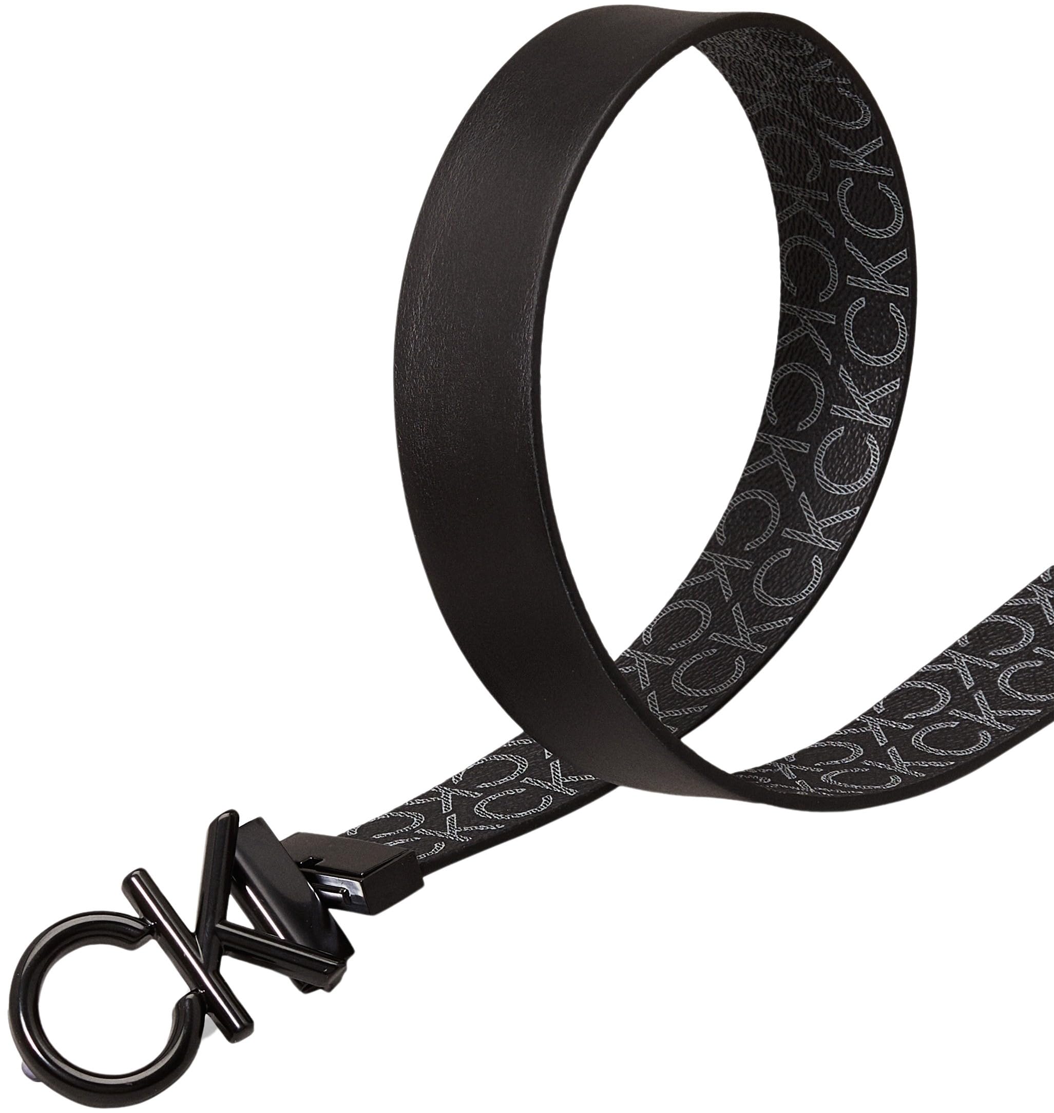 Calvin Klein Herren Gürtel Metal Bombe Mono zum Wenden, Schwarz (Ck Black Smooth/Classic Mono), 115 cm