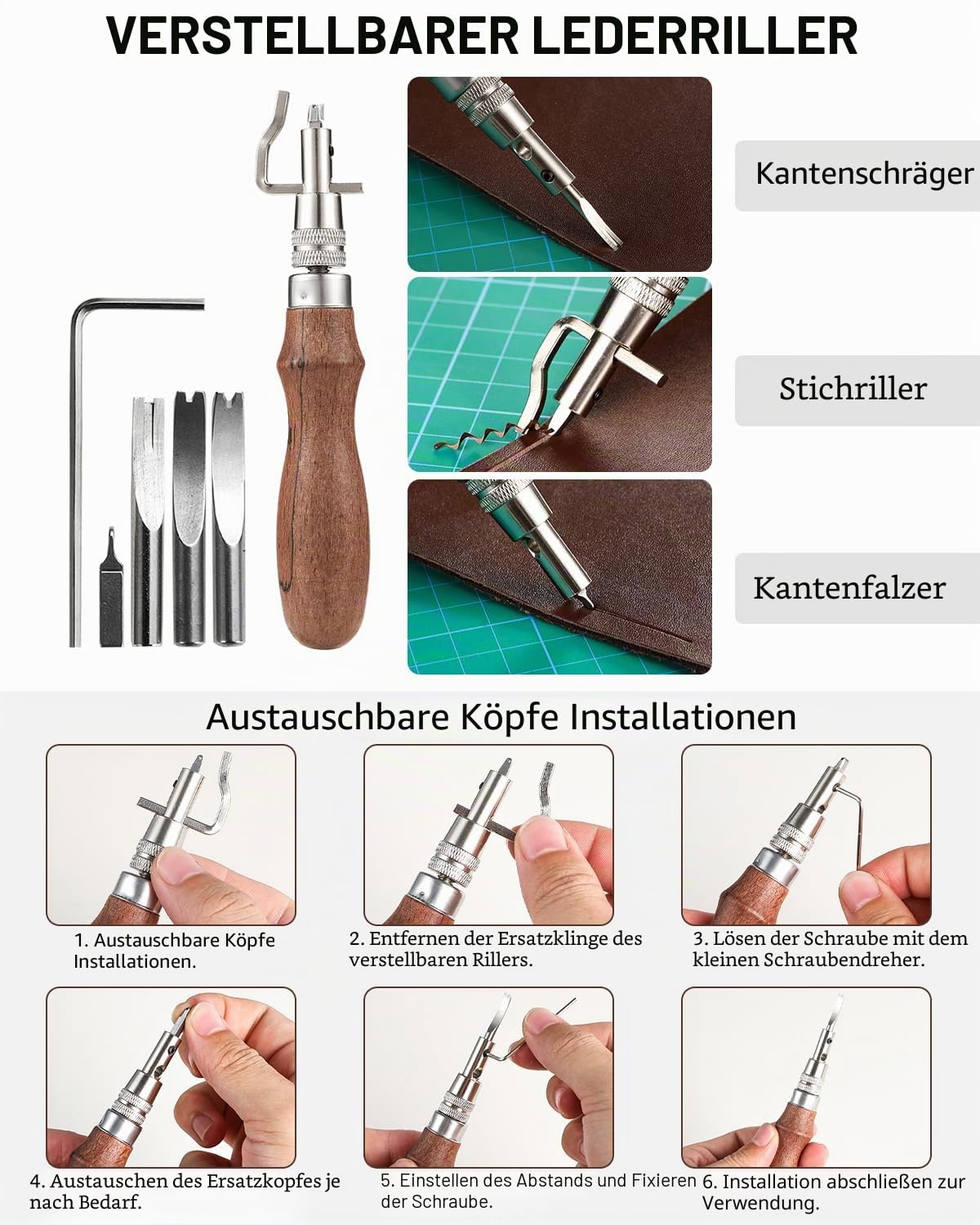 Nicpro 85-teiliges Leder Nähset, Sewing Kit mit individueller Aufbewahrungstasche, für Erwachsene, Lederwerkzeug Grundausstattung zum Stanzen, Nähen, Schnitzen, Schneiden, Stanzen, Lederbearbeitung