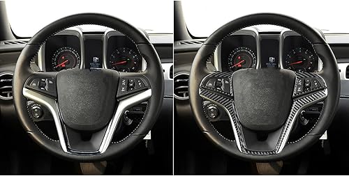 Miniatura 4 de Calcomanía de fibra de carbono suave real para volante de control de botón, decoración interior de automóvil, compatible con Camaro 2012 2013 2014