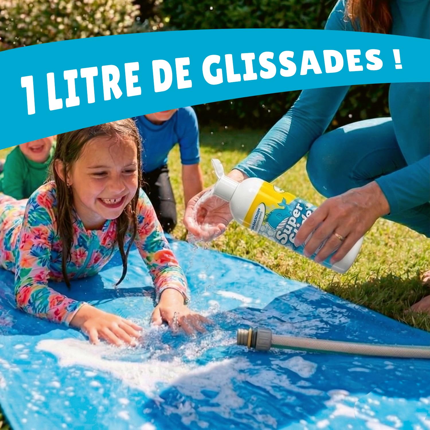 Pack Ventriglisse Géant XXXXL 20 Mètres | 2 Tapis de Glisse 10 Mètres + 2 Planches Bodyboards pour Mieux Glisser + 1 Litre Savon Naturel Extra-Glissant | Slip'n Slide Jeux d'eau | OriginalCup