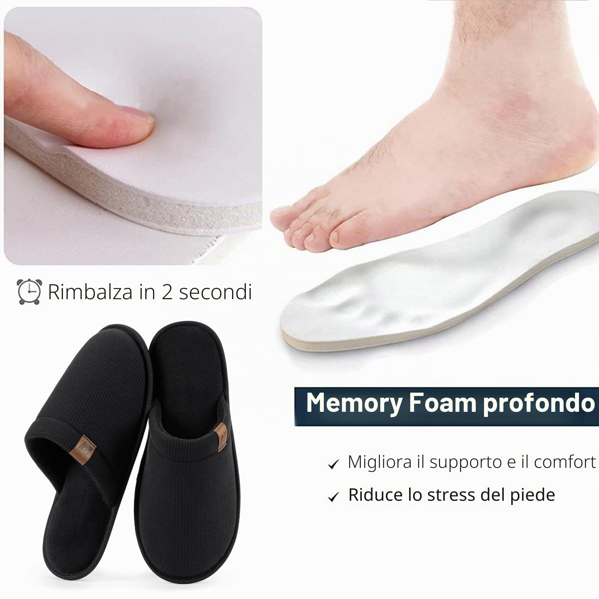 RockDove Pantofole Uomo LiteStep in tessuto waffle con memory foam e suola antiscivolo