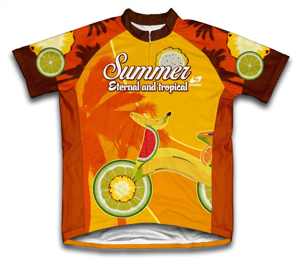 ScudoPro Tropical Summer Short Sleeve Cycling Jersey for Men - Size 2XL Orange