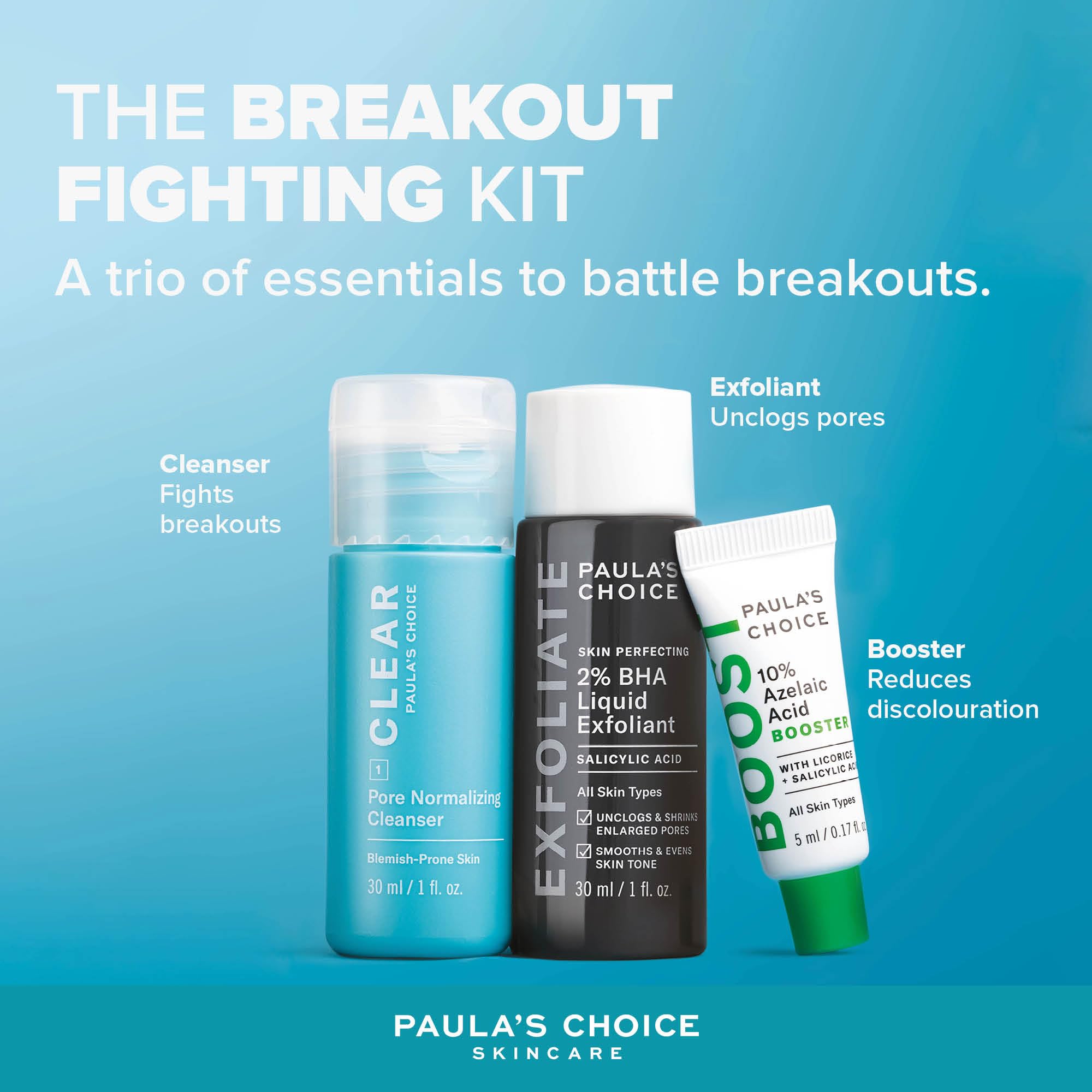 Paula's Choice Breakout-Fighting Bestsellers - con Acido Salicilico, Glicerina & Azelaico - Combatte Imperfezioni & Punti Neri, Minimizza Pori - Tutti i Tipi di Pelle - Formato Viaggio
