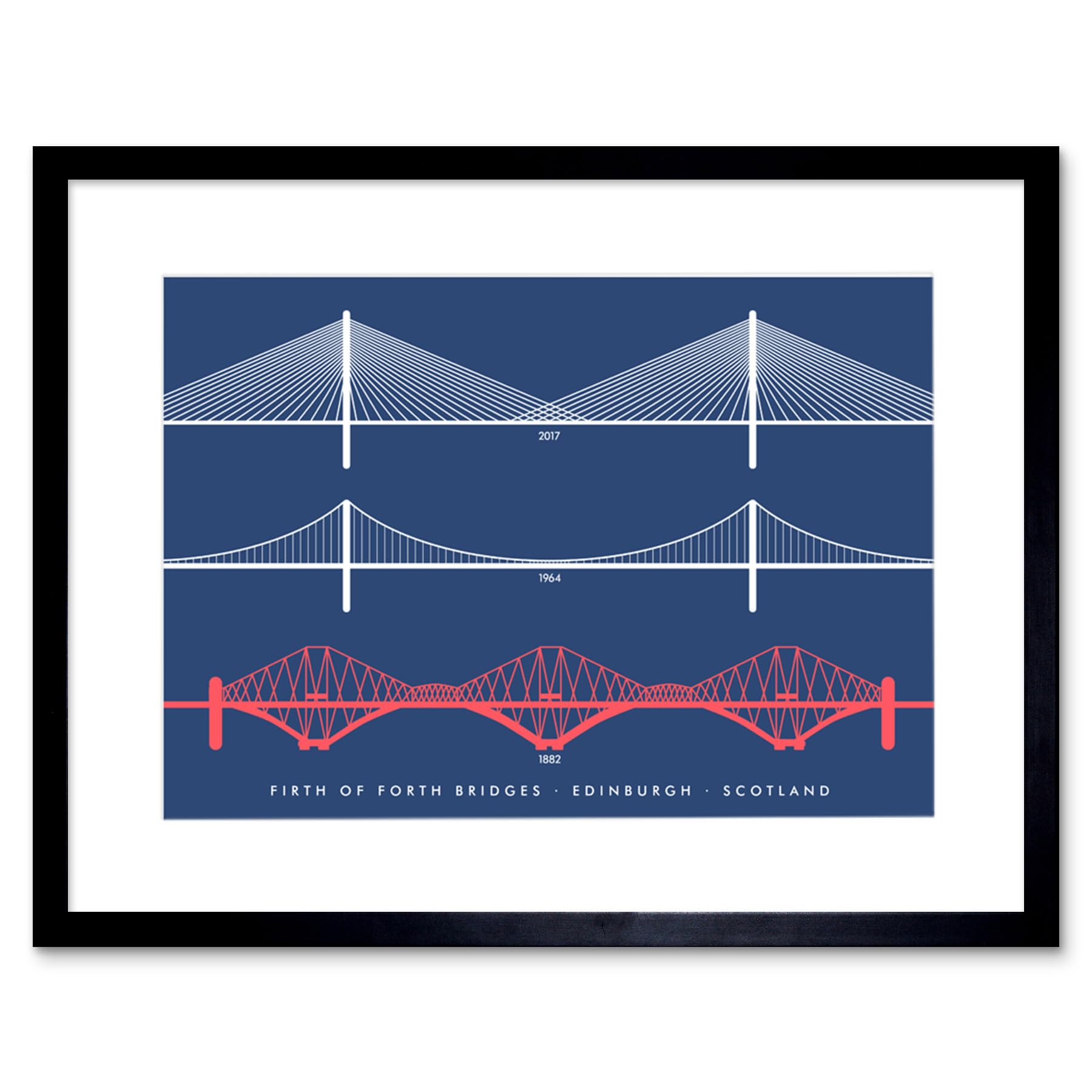 Wee Blue Coo Firth Forth Bridges Edinburgh Scotland Queensferry Framed Art Print