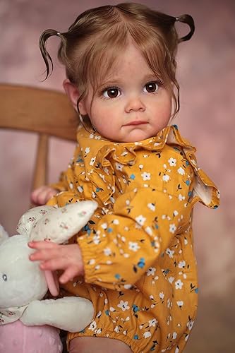 Miniatura 2 de Anano Reborn - Muñecas de bebé recién nacidas realistas de 24 pulgadas que se ven en piel real, suaves y realistas, de silicona, de pelo castaño,