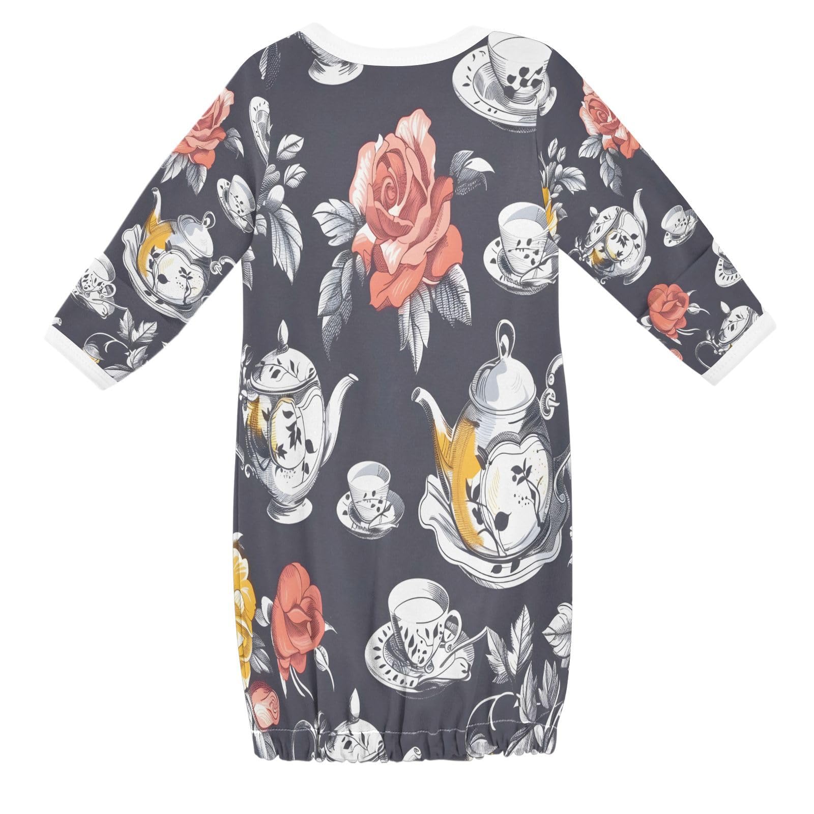 senya Nightdress Sleeper Gown Long Sleeve Nightgown Pajamas Flower Teapot for 3-12 Months Multi