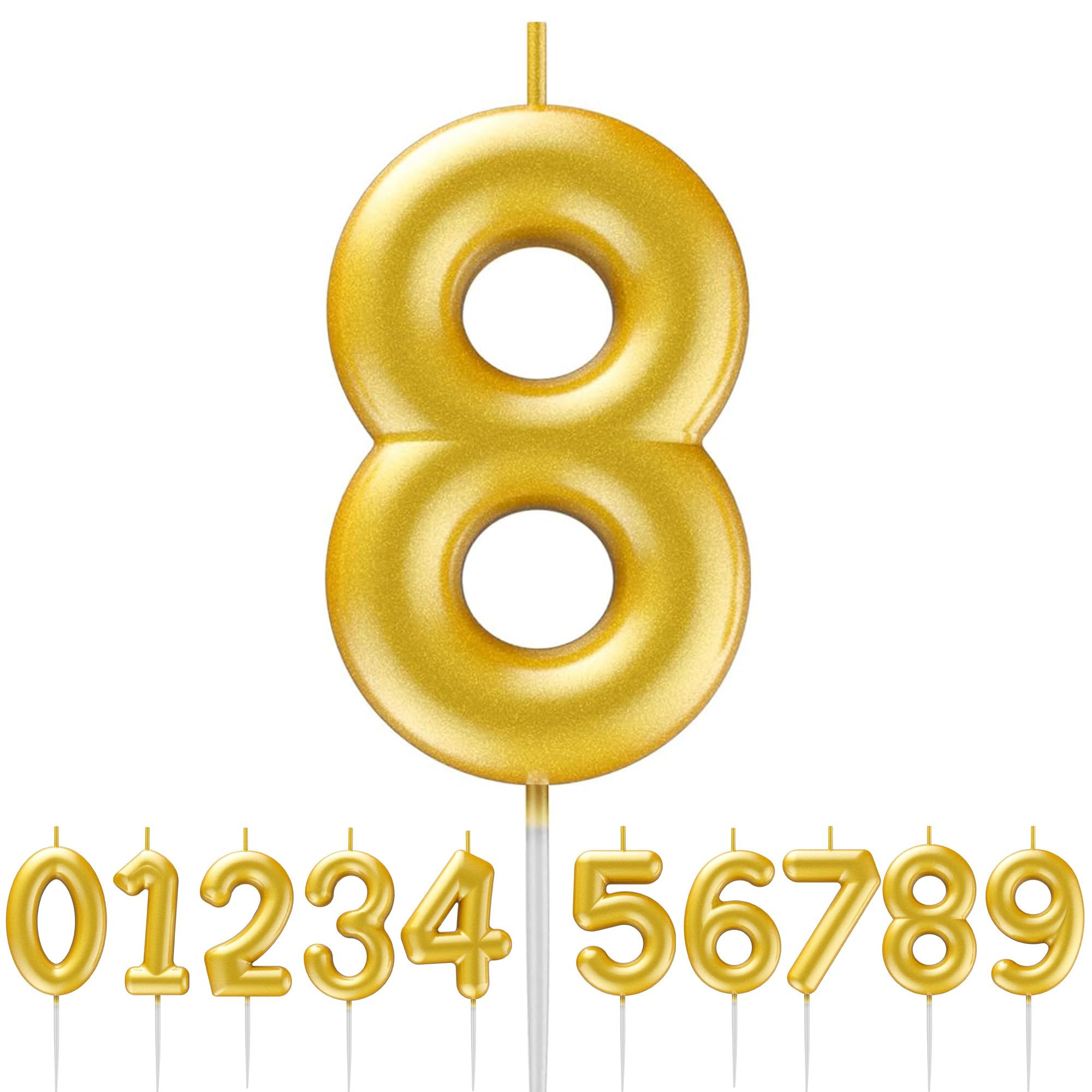 Toyventures Gold 8 8Th Birthday Candle Gold – Number 8 Cake Candle, 3D Candle For 8Th Birthday/Anniversary Cake Decoration
