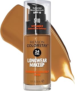 Revlon Liquid Foundation, ColorStay Face Makeup for Combination & Oily Skin, SPF 15, Medium-Full Coverage with Matte Finish, 510 Pecan, 1 Fl Oz