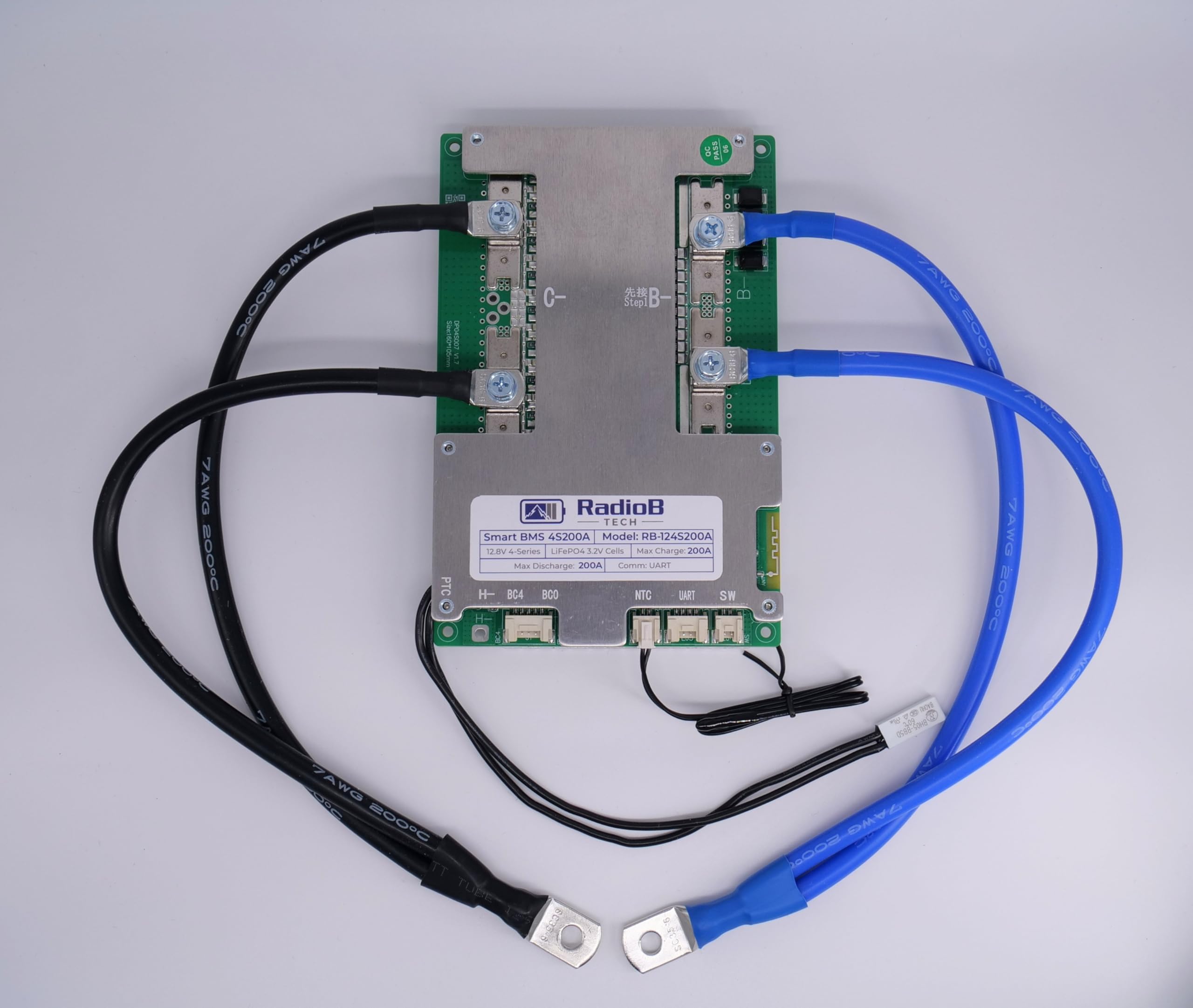 Smart BMS 4S 12V Lifepo4 Lithium Battery Management PCB Protection Board with Balance Leads and Wireless Bluetooth - Supports 4 Cells 12.8 Volts DIY Programmable (150A)