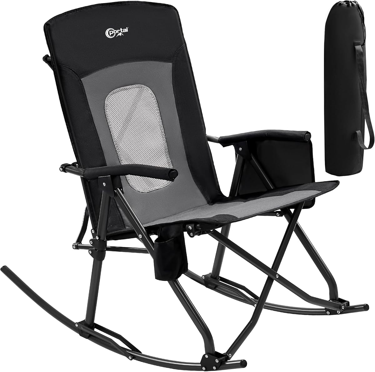 PORTAL Oversized Folding Rocking Camping Chair Portable Outdoor Rocker with