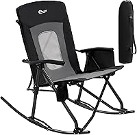 Vista 19 de PORTAL Silla mecedora plegable de gran tamaño para acampar, portátil, para exteriores, con respaldo alto, reposabrazos duros, bolsa de transporte