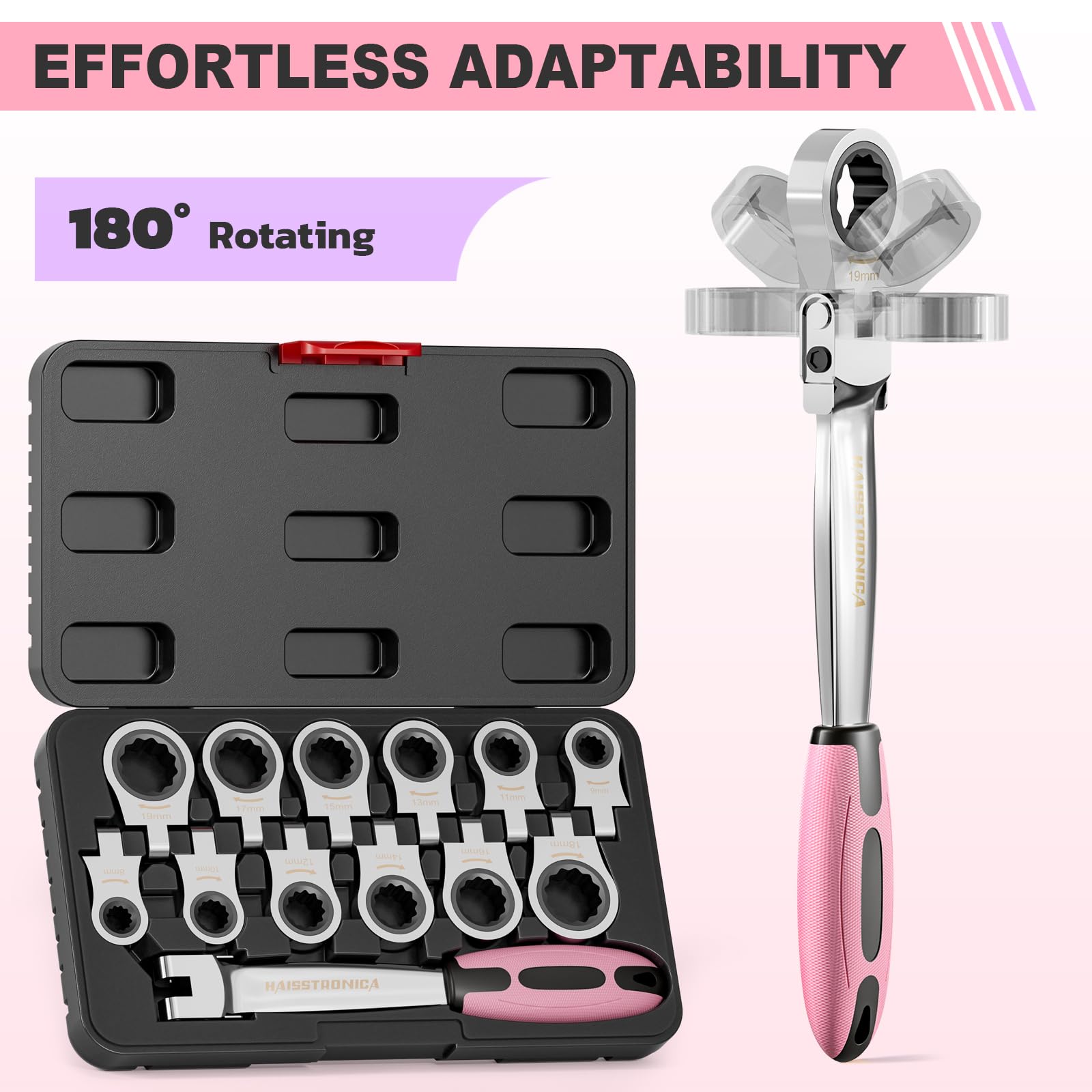 Amazon | haisstronica 女性用ピンクレンチセット、12イン1交換可能な 
