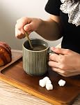 Coffee Mugs Ensemble de 4, Coupes de café en céramique avec poignée, Grande tasse de porcelaine pour Americano, Latte, Cappuccino, Chocolat chaud, Vert