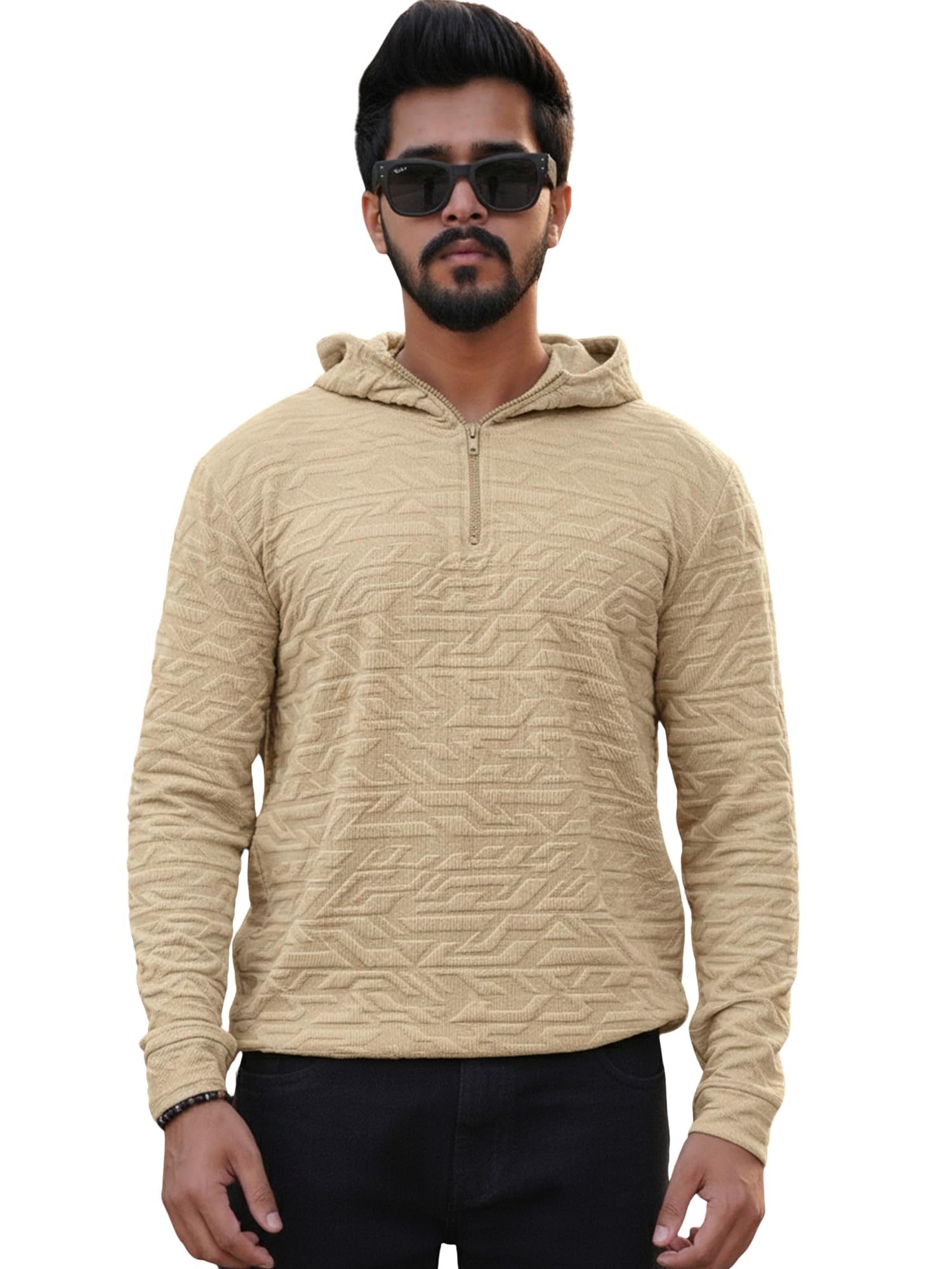 jump cuts || Mens || Textured || Hooded Neck || Full Sleeve || Cotton Blend || T-Shirt-picture-39
