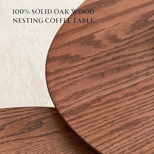 Miniatura 12 de Mesa auxiliar ovalada pequeña, mesas de centro 100% madera maciza, mesa moderna de mediados de siglo para sala de estar, mesas auxiliares para el