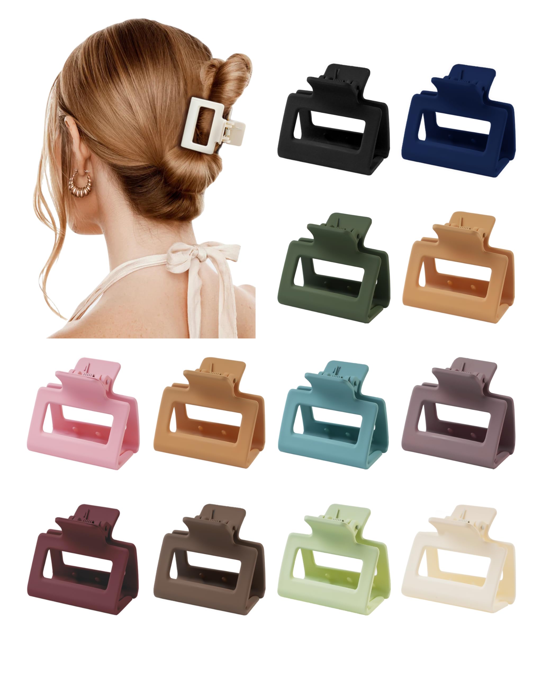 Amazon.com: Hair Claw Clips Set - 12 Matte Pieces, Non-Slip  display picture 1