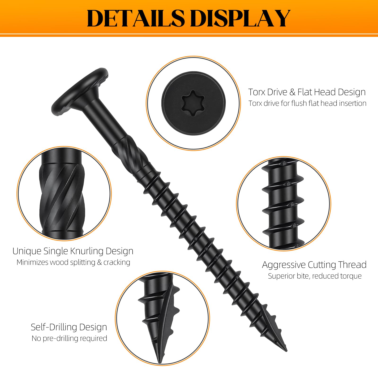 Kryonix 10,4 cm (4 1/2 Zoll), 150 Stück, robuste Holzschrauben für den Außenbereich, Sortiment, Befestigungs-Set, 150 Stück, Sternantrieb, rostbeständige Holzschrauben für Holz/Holzscheite