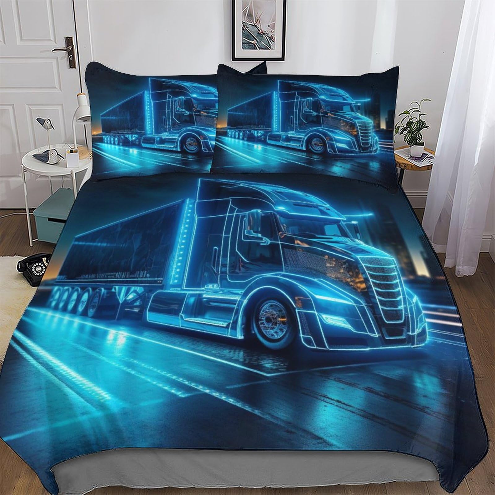 Housse de couette camion anti-plis et facile d'entretien pour lit
