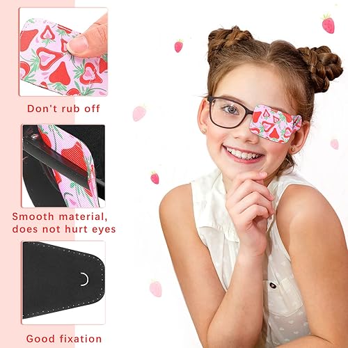 Miniatura 6 de Paquete de 10 parches de ojos para niños para cubrir cualquier parche de tela de ojos con bonitos patrones, 10 estilos surtidos, 4.5 x 2.2 pulgadas