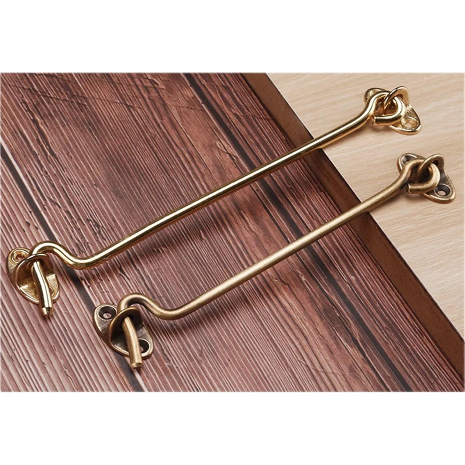 2 Stück Windhaken aus Bronze, Kabinenhaken, Messingöse, Schuppentor-Türriegel, geräuschloser Halter for Fenster- und Türverriegelung, Ösenbolzen-Haken Für Türen, Schränke(25cm)