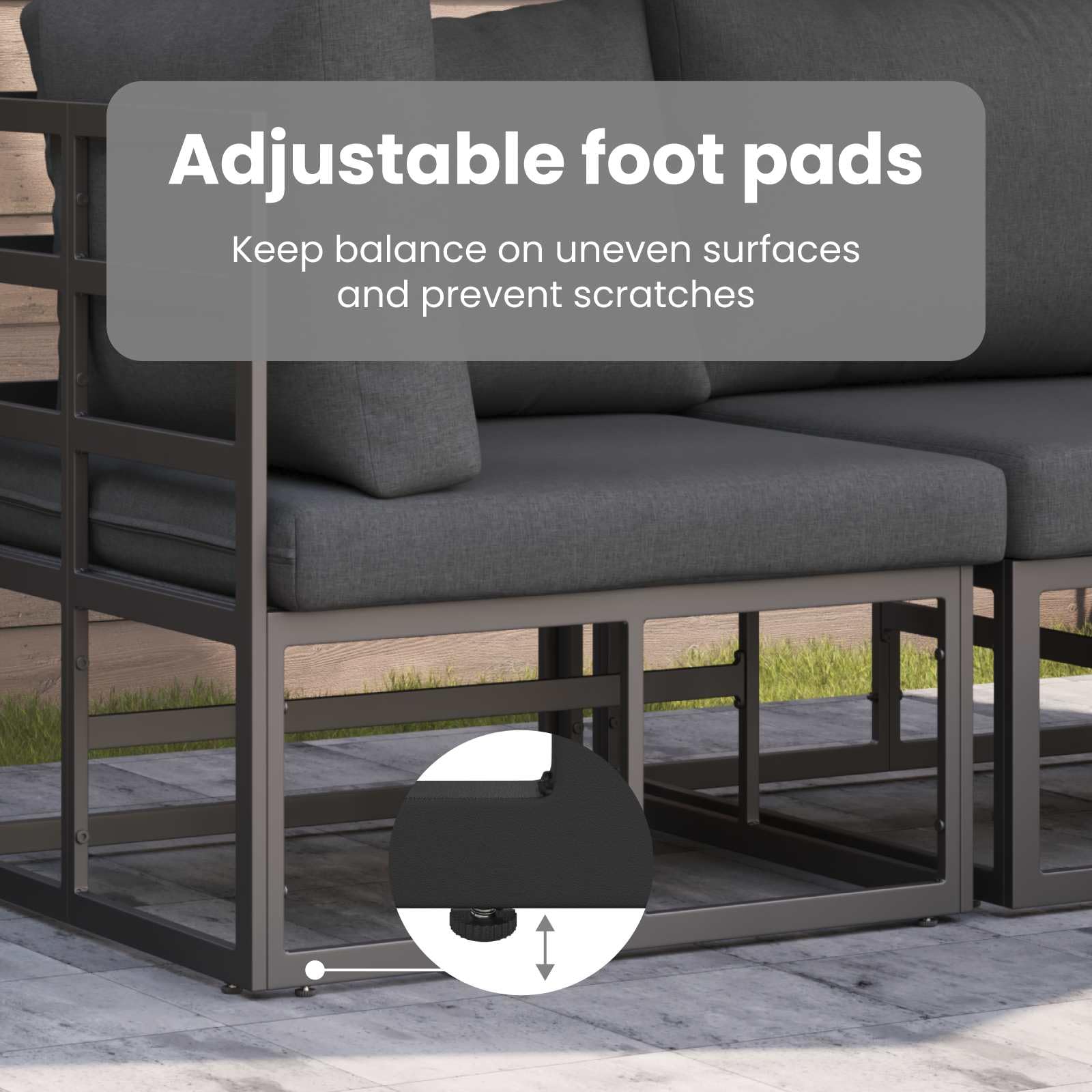 vidaXL Set Divano da Giardino 6 pz Nero Alluminio