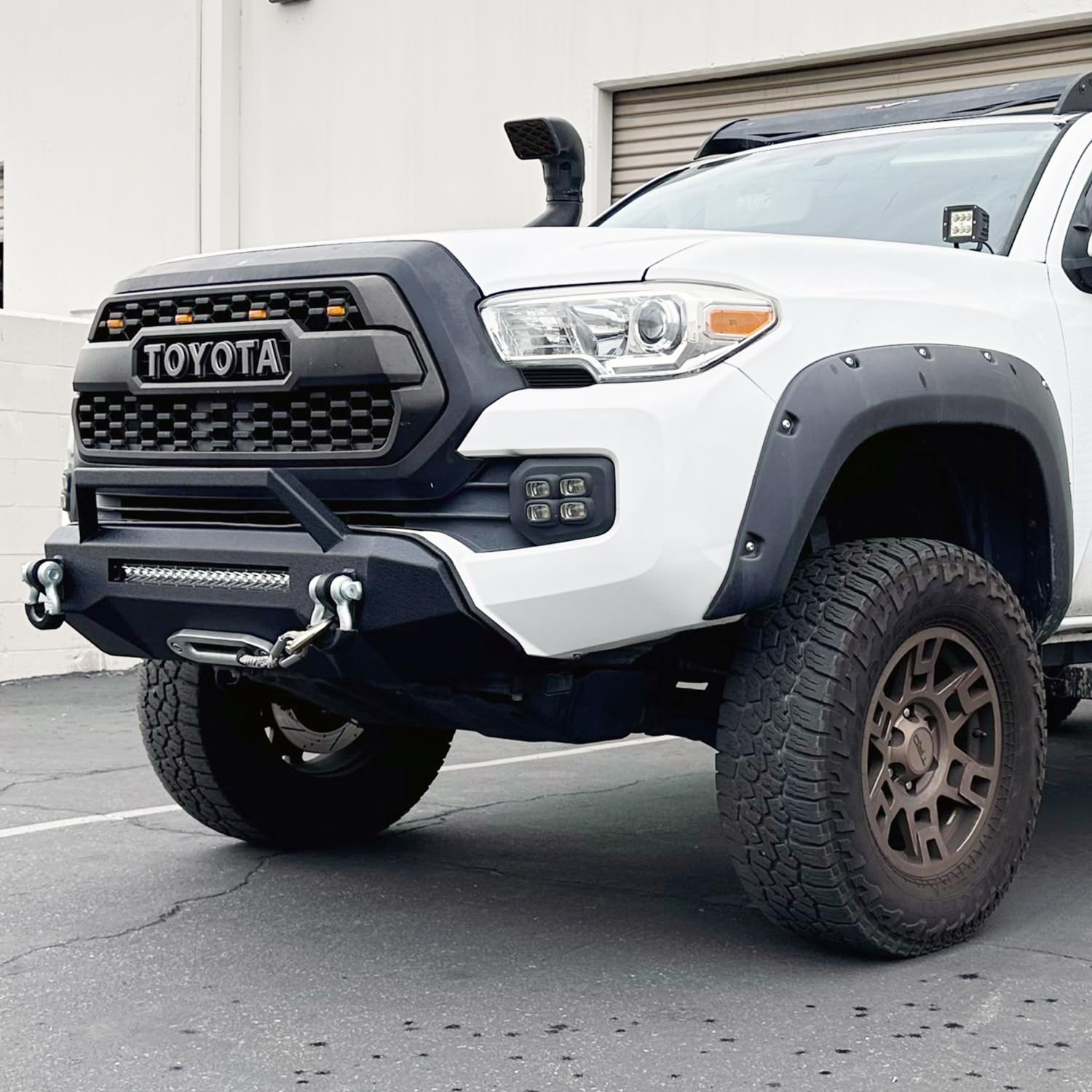 EAG Front Bumper Guard Textured Black Steel Compatible with 2016-2023 Tacoma Rock Crawler