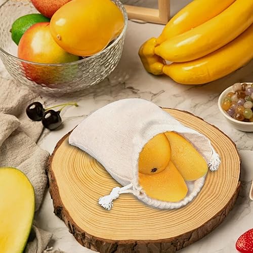 Vista 20 de calary 50 piezas de lona doble con cordón bolsa de algodón bolsa de regalo bolsita de muselina reutilizable bolsa de té 2.75x4 pulgadas