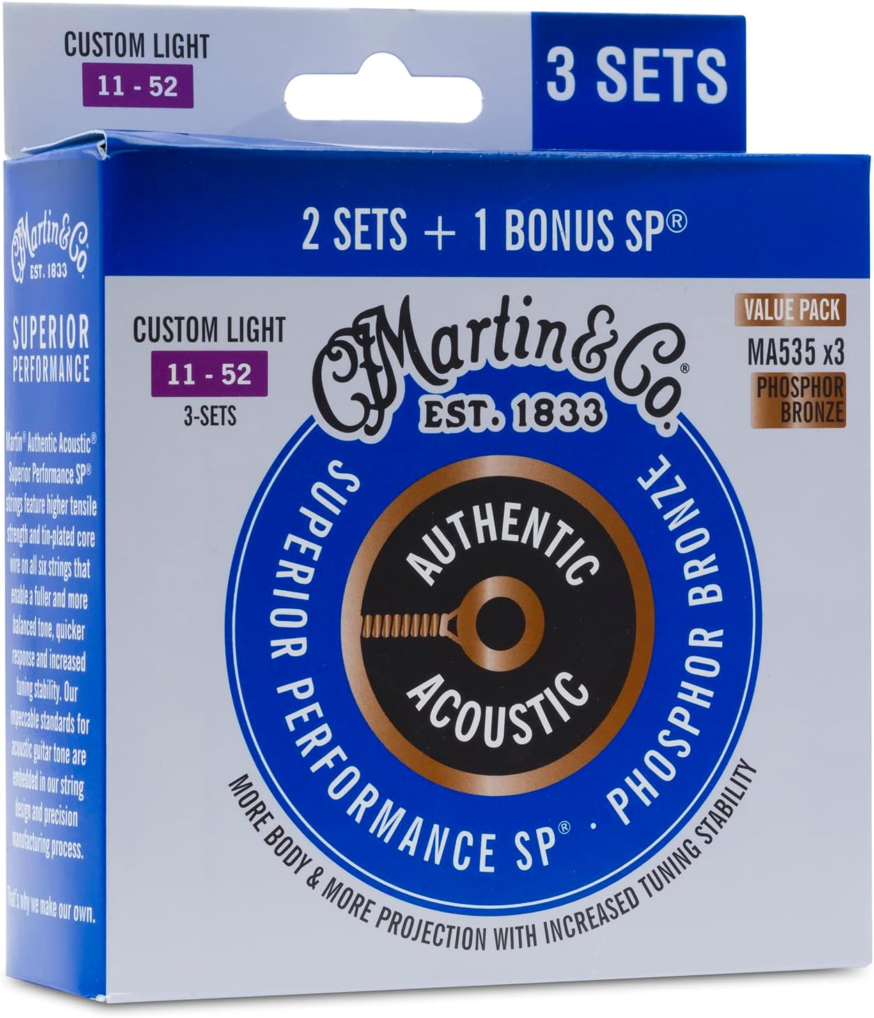 Authentic Acoustic - SP - Phosphor Bronze Custom Light ( 11-52 ) - LIMITED ( 3 FOR 2 )