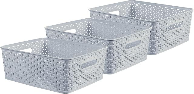 Curver My Style x3 Medium Rectangular Storage Basket 13L - Blue